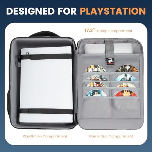 GOTECH Travel Backpack for PS5, Protective Carrying Case Bag for 17.3’’ Laptop, Controllers, Game Discs and More Gaming Accessories, PS5 Carrying Case with Multiple Pockets - Image 2